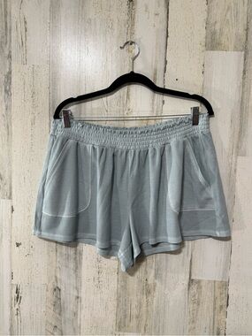 Aeropostale Pale Blue Ribbed Smocked-Waist Athletic Shorts